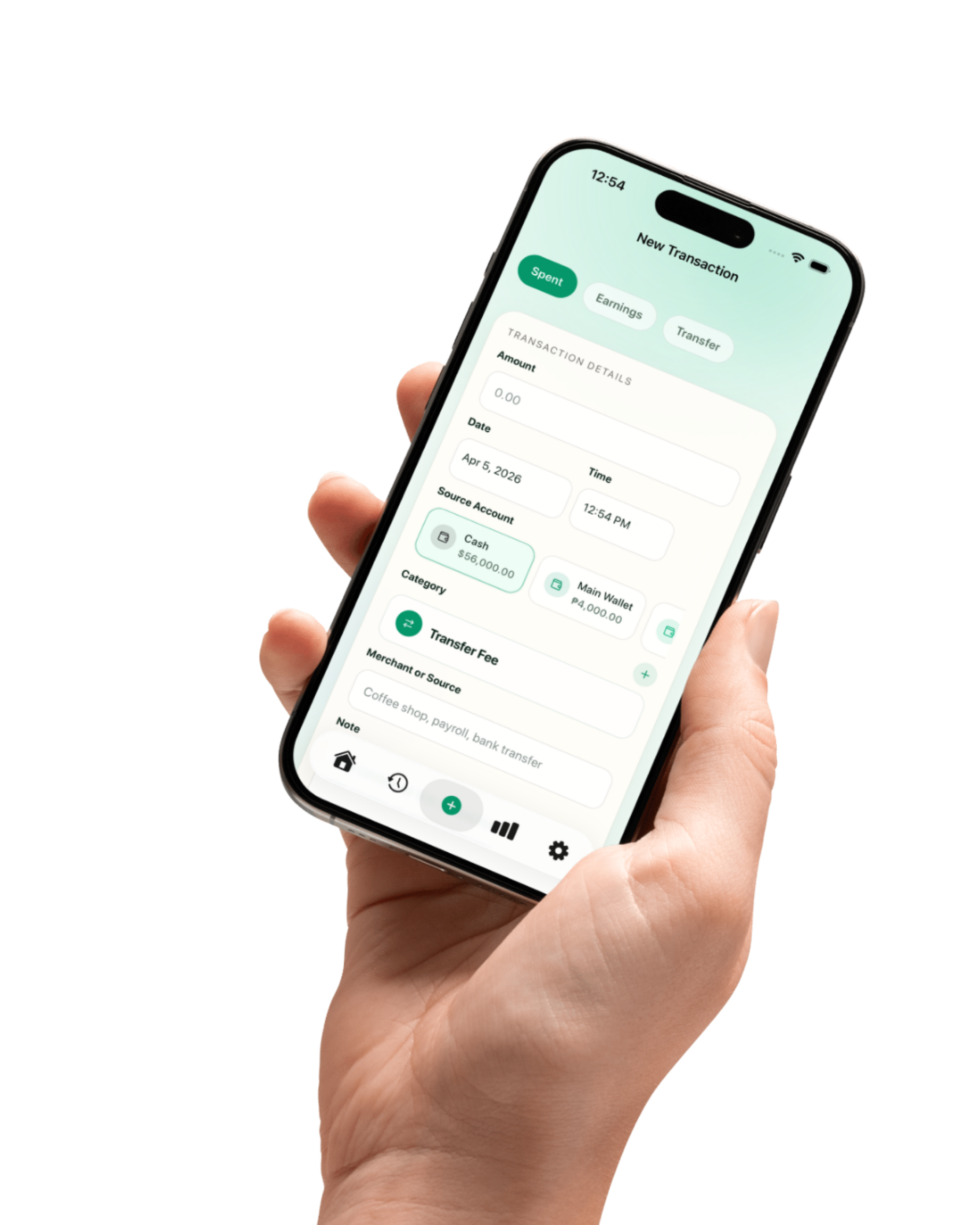 KwartaPlus new transaction screen